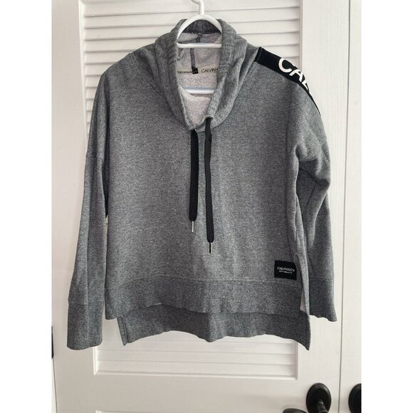 Calvin Klein Performance Gray Pullover Hoodie Sz S Fleece Lined Cozy Athleisure - Picture 1 of 7